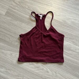 Women's Burgundy Ribbed Tank Top